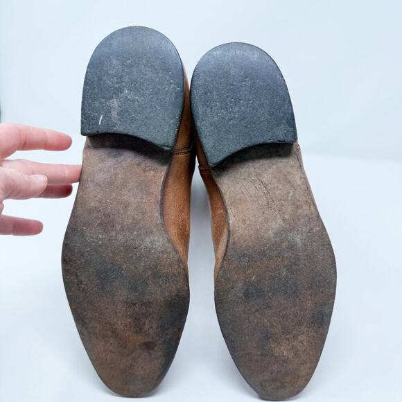 Vintage HipOppoTamus Cognac Brown Leather Mid Calf Boots Men's Size 9.5 Pull On - Picture 7 of 10